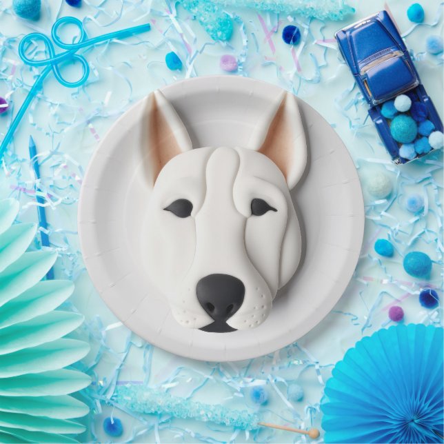 Plato De Papel Perro Brittany Spaniel Inspirado en 3D (Fiesta)