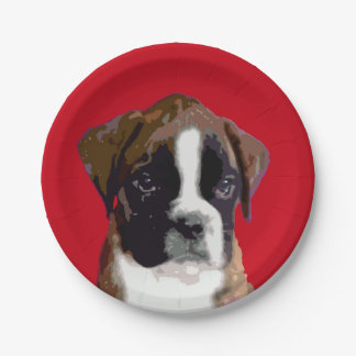 Plato De Papel Perro cachorro de boxeo