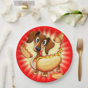 Plato De Papel Perro caliente de Dachshund