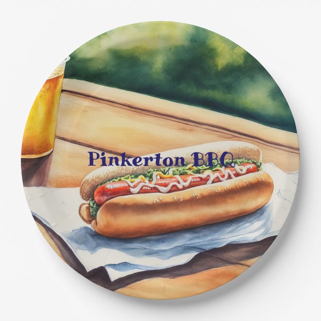 Plato De Papel Perro caliente personalizado (Anverso)