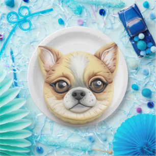 Plato De Papel Perro Chihuahua Inspirado en 3D 