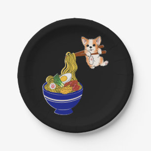 Plato De Papel Perro Corgi Ramen