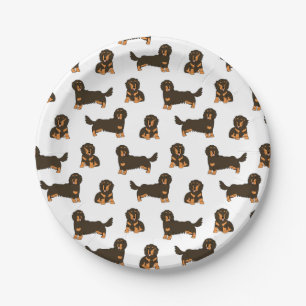 Plato De Papel Perro Dachshund de cabello largo