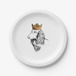 Plato De Papel Perro Dachshund de cabello largo con corona