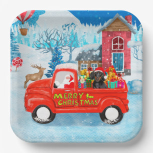 Plato De Papel Perro Dachshund en entrega de Navidad 