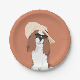 Plato De Papel Perro de aguas de rey arrogante Charles de las
