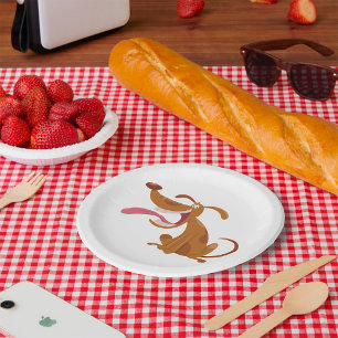 Plato De Papel Perro de caricatura con lengua fuera