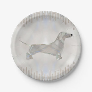 Plato De Papel Perro de Dachshund - Silueta de perla de Doxie