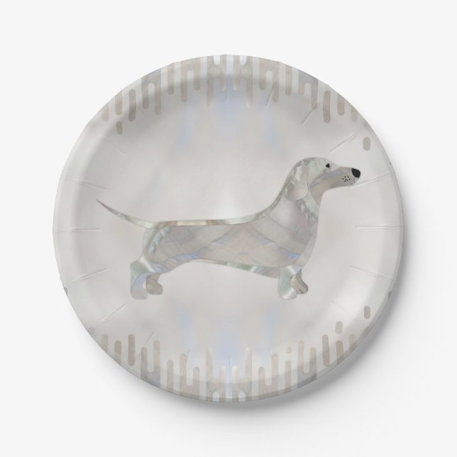 Plato De Papel Perro de Dachshund - Silueta de perla de Doxie (Anverso)
