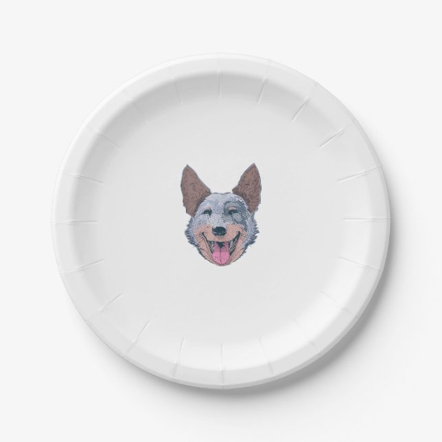 Plato De Papel Perro de ganado australiano feliz (Anverso)
