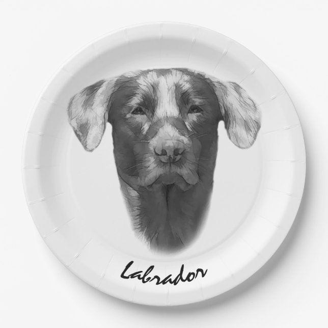 Plato De Papel Perro de Labrador atractivo (Anverso)