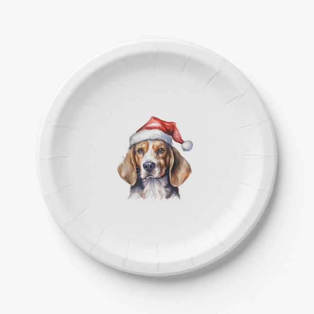 Plato De Papel Perro de los Navidades Beagle (Anverso)