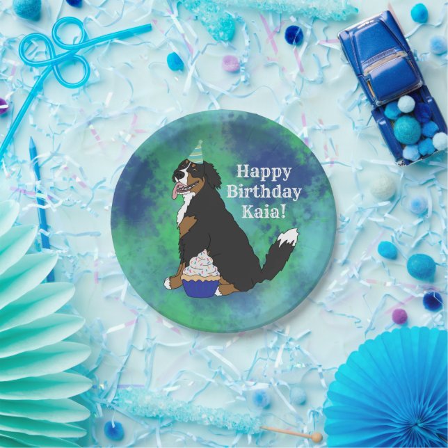 Plato De Papel Perro de montaña Bernese (Fiesta)