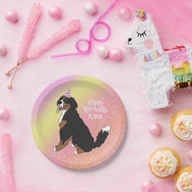 Plato De Papel Perro de montaña Bernese (Fiesta)