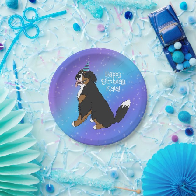 Plato De Papel Perro de montaña Bernese (Fiesta)