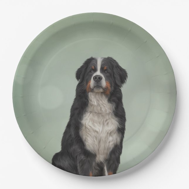 Plato De Papel Perro de montaña de Bernese (Anverso)