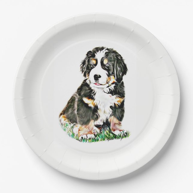 Plato De Papel Perro de montaña de Bernese (Anverso)