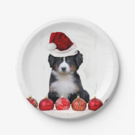 Plato De Papel Perro de montaña de Bernese del navidad
