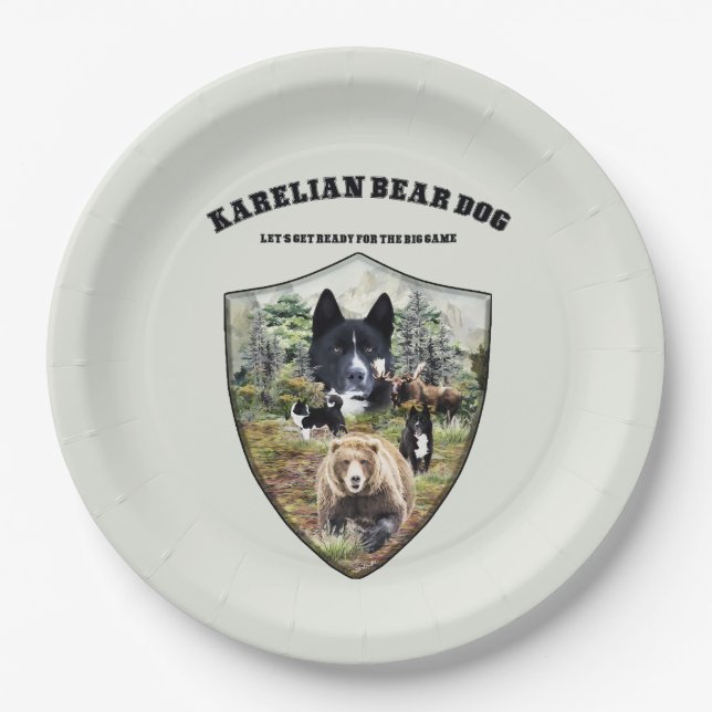 Plato De Papel Perro de oso de Karelian (Anverso)