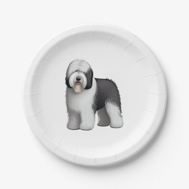 Plato De Papel Perro de oveja inglés 10 (Anverso)