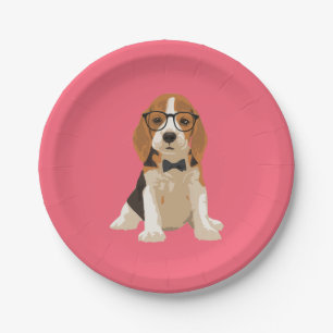 Plato De Papel Perro de perrito lindo del beagle del
