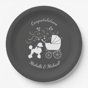 Plato De Papel Perro de perro de caramelo Baby Shower Puppy Sexo