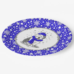 Plato De Papel Perro de perro de perro de perro viejo inglés azul