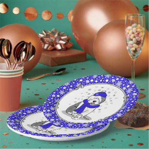 Plato De Papel Perro de perro de perro de perro viejo inglés azul