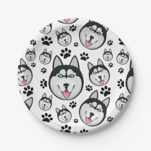Plato De Papel Perro de trineo grande del husky siberiano ártico