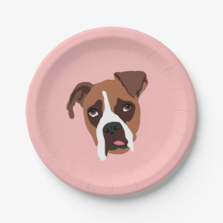Plato De Papel Perro del boxeador 7" placas de papel