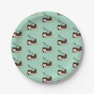 Plato De Papel Perro durmiente Siberian Husky Animal Lover ZZZ Ma
