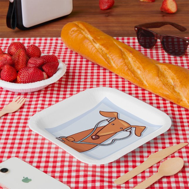 Plato De Papel Perro escuchando música graciosa Auriculares (Subido por el creador)