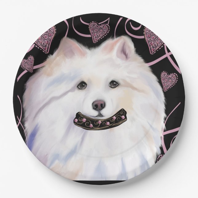 Plato De Papel Perro Esquimal Americano  (Anverso)
