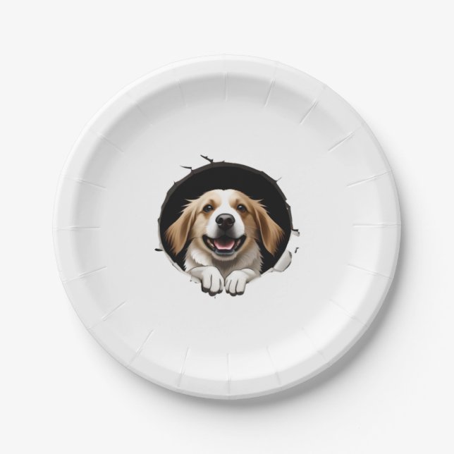 Plato De Papel Perro feliz (Anverso)