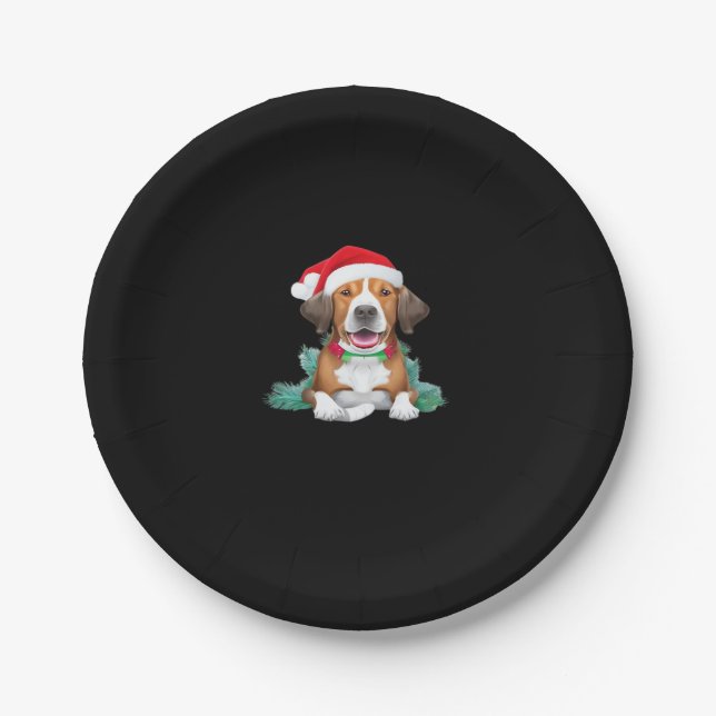 Plato De Papel Perro gracioso santa camiseta sobredimensionada (Anverso)