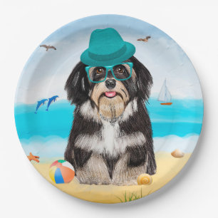 Plato De Papel Perro Havanés en la Playa