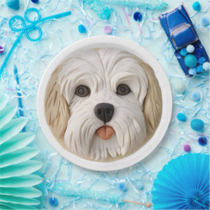 Plato De Papel Perro hayano inspirado en 3D