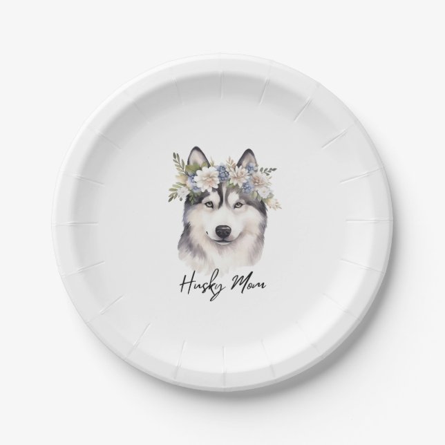 Plato De Papel Perro Husky Siberian Lover (Anverso)