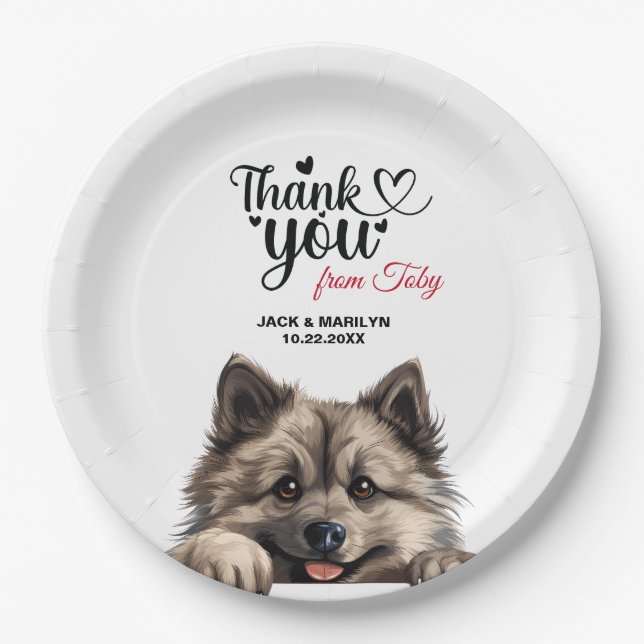Plato De Papel Perro Keeshond (Anverso)
