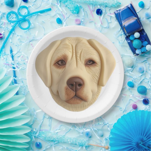 Plato De Papel Perro Labrador 3D Inspirado (Fiesta)