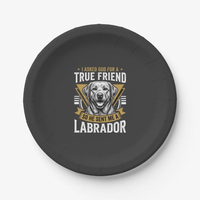 Plato De Papel Perro Labrador amigo verdadero (Anverso)