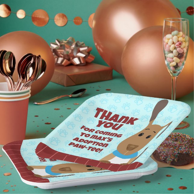 Plato De Papel Perro lindo en la valla Mascota de adopción gracia (Multi)