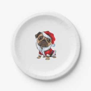Plato De Papel Perro lindo en Navidades Gorra 1