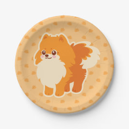Plato De Papel Perro lindo Kawaii Pomeranian