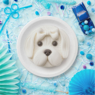 Plato De Papel Perro maltés inspirado en 3D