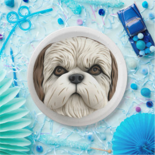 Plato De Papel Perro Malti Tzu 3D Inspirado
