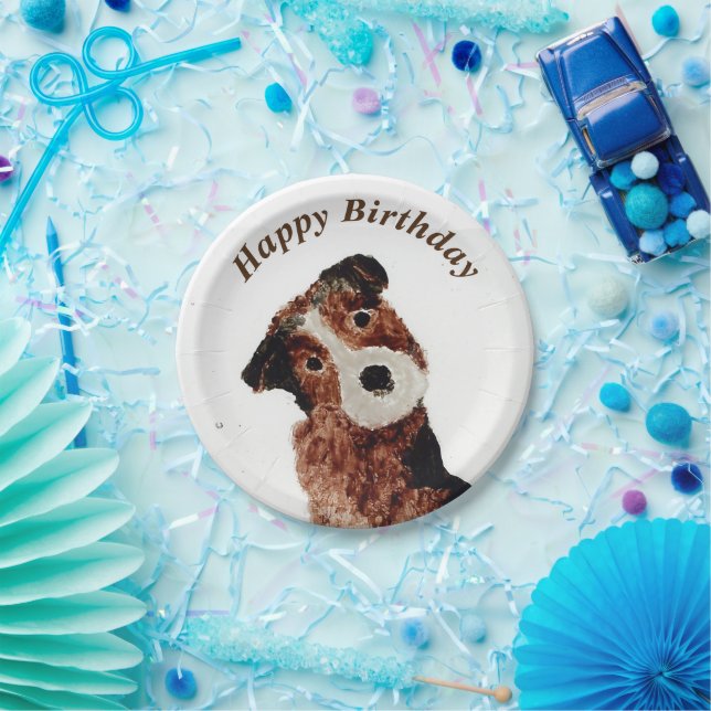 Plato De Papel Perro Mascota Terrier (Fiesta)