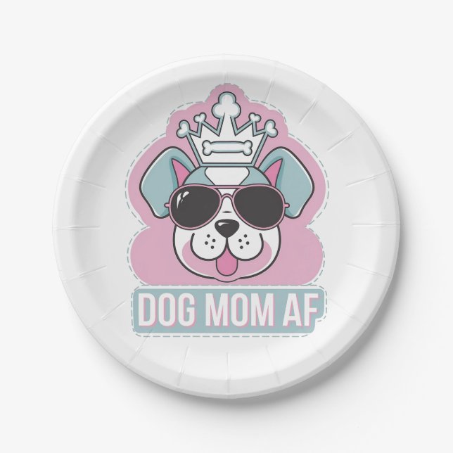 Plato De Papel Perro Mom AF - Gracioso Diseño De Perro (Anverso)