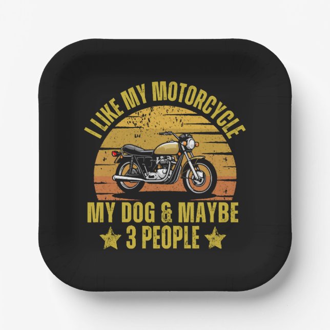 Plato De Papel Perro Motocicleta (Anverso)