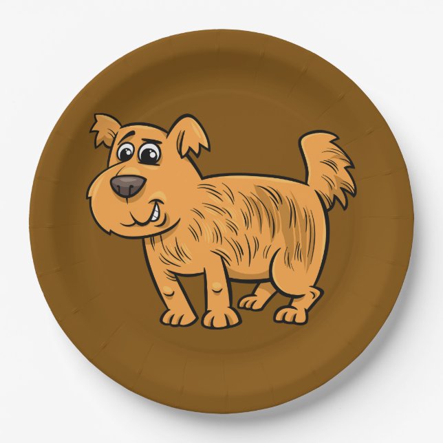 Plato De Papel Perro naranja desaliñado (Anverso)
